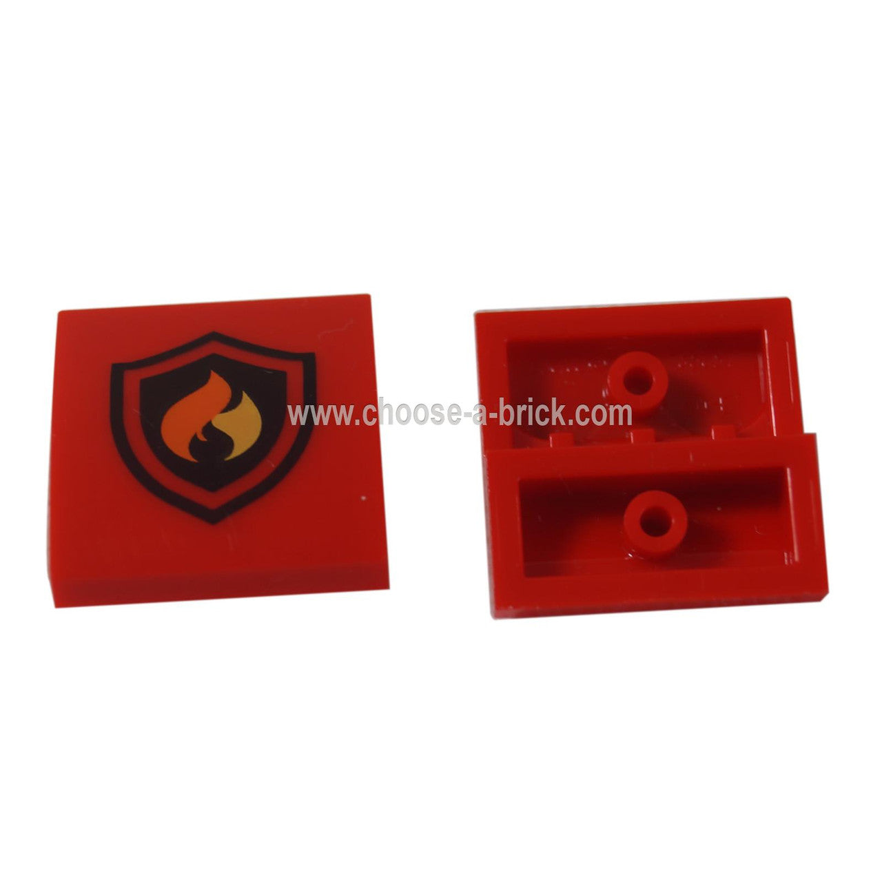 LEGO parts - Red Slope, Curved 2 x 2 No Studs with Fire Logo Pattern