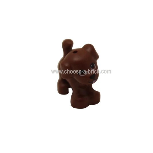 Reddish Brown Dog, Friends, Puppy, Standing with Brown Eyes, Black Nose and Mouth and Pink Tongue Pattern - LEGO Minifigure Animals