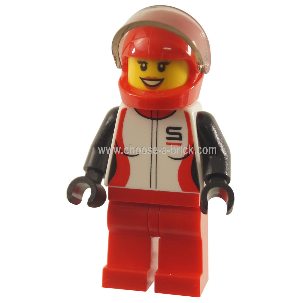 Race Car Driver, Female, Red and White Race Jacket, Red Helmet and Legs