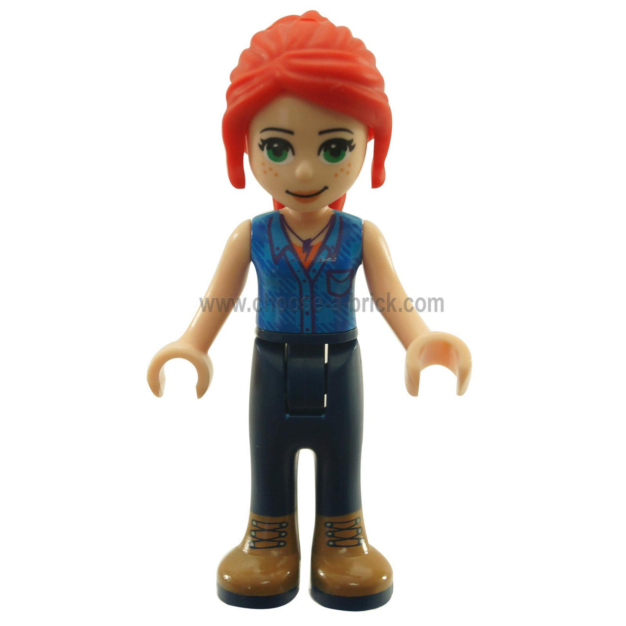 LEGO - Friends Mia, Dark Blue Trousers, Dark Azure Plaid Shirt, Red Ponytail