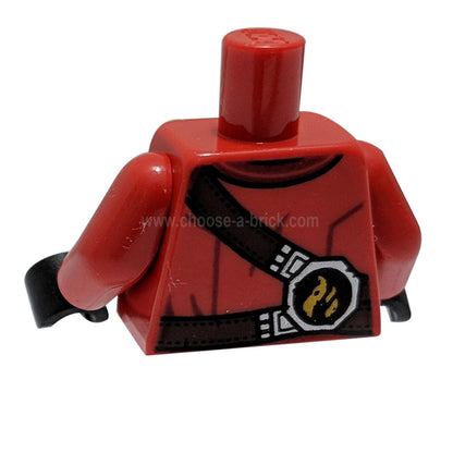 Torso Ninjago-Robe mit braunem Gurt, silbernen Schnallen, Taschen und Tornado-Muster / Rote Arme / Bla 