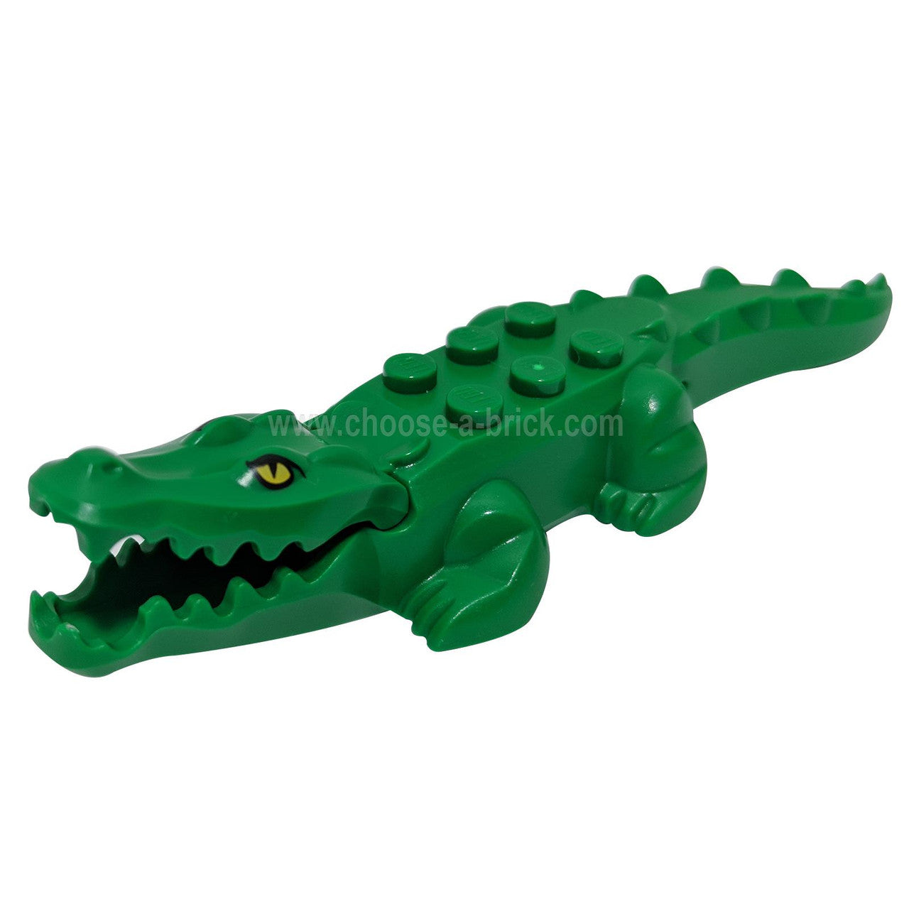 LEGO Part Alligator / Crocodile with 20 Teeth and Yellow Eyes without White Glints Pattern - Front View.