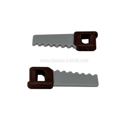 Minifigure, Utensil Tool Saw with Reddish Brown Handle Pattern 