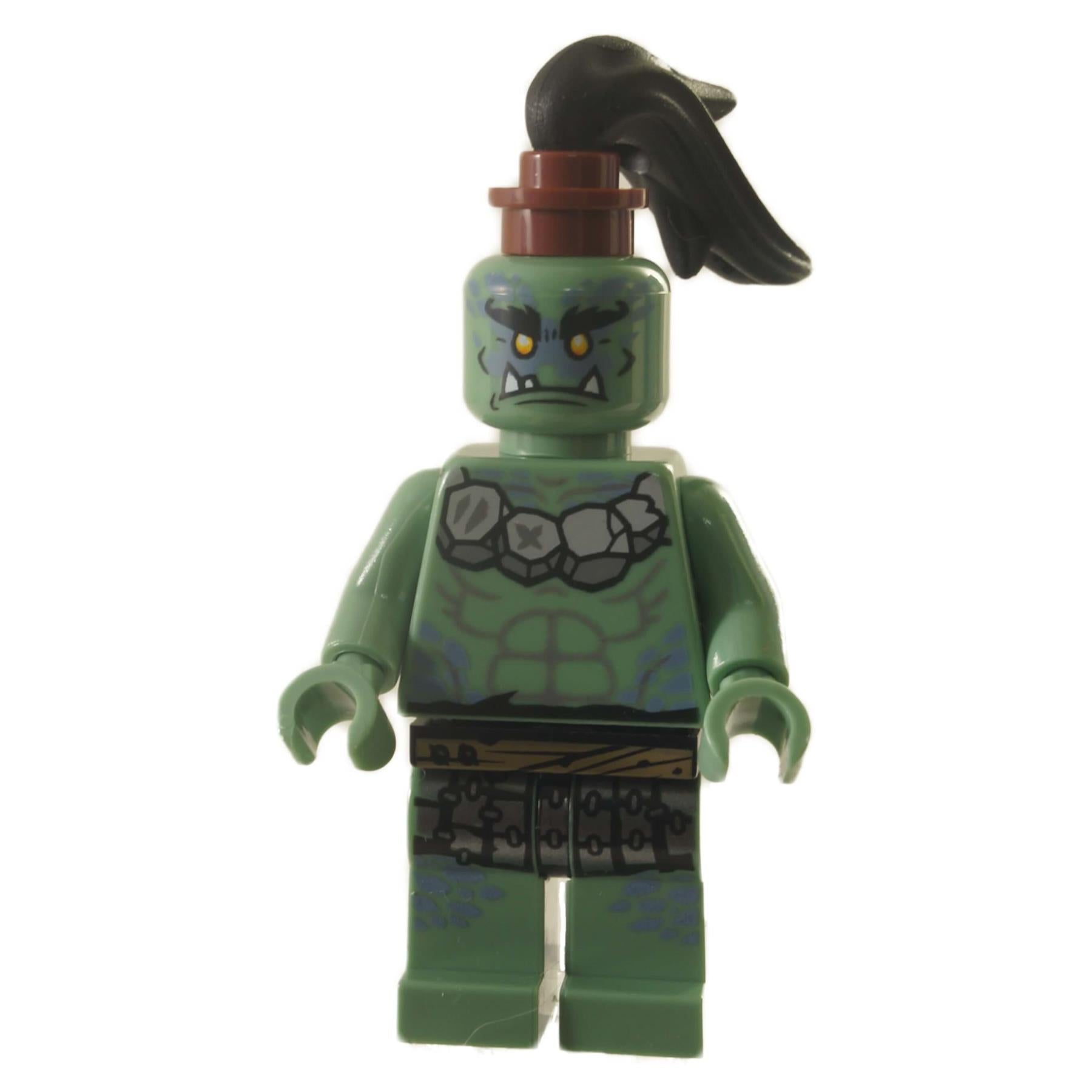 LEGO® NINJAGO Moe Minifigure – Green Geckle Warrior from Master of the Mountain, with Battle Armor and Headpiece.