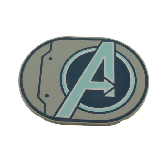 Flat Silver Tile, Round 6 x 8 Oval with Avengers Logo Pattern