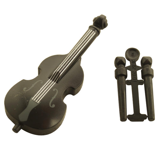 Schwarz Minifigur, Utensil Musikinstrument, Kontrabass mit Bogen 