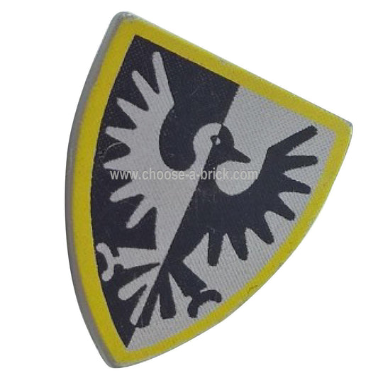 Shield Triangular with Black Falcon and Yellow Border Pattern - LEGO Parts and Pieces