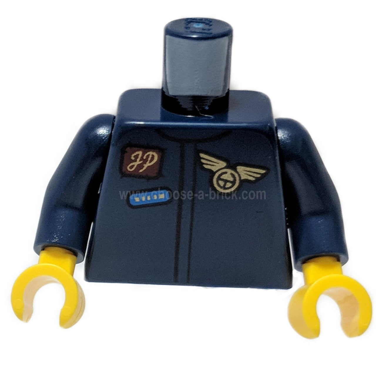 Dark Blue Torso Jumpsuit, Reddish Brown Namebadge with Gold 'JP', Gold Wings Badge and Blue Patch Pattern - Dark Blue Arms - Yellow Hands