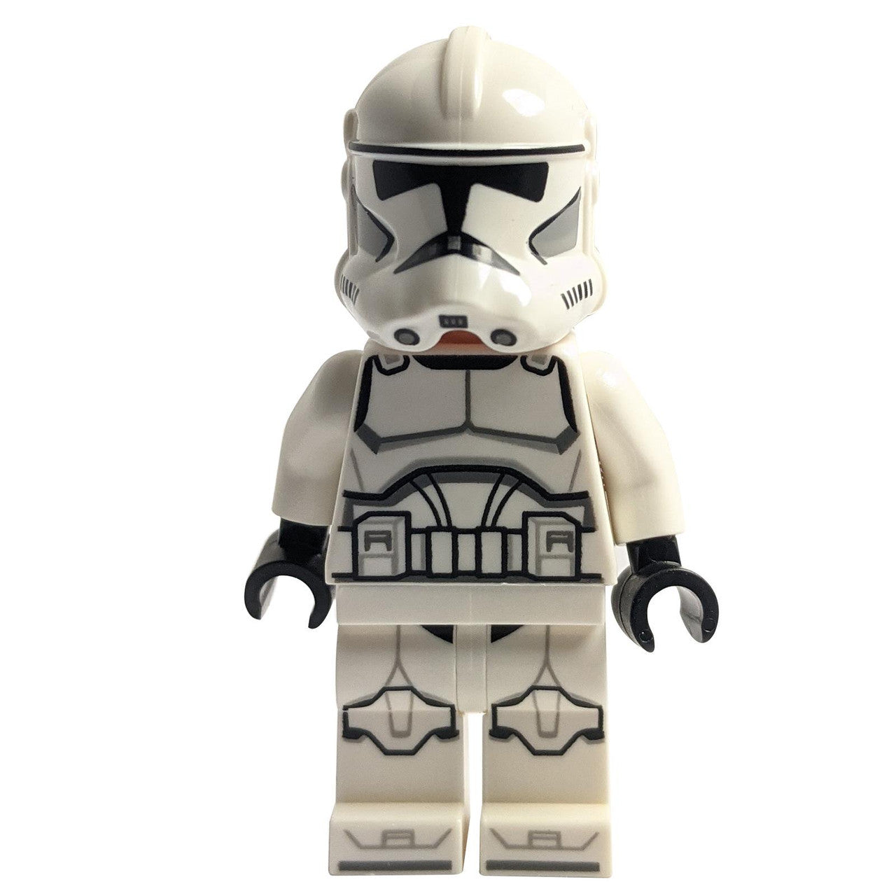 LEGO Minifigure Clone Trooper (Phase 2) - Nougat Head with weapon - sw1319wpnew (front pose)