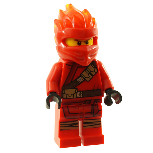 LEGO® NINJAGO Minifigure njo538 – Kai FS (Forbidden Spinjitzu) with translucent red Spinjitzu hood and fiery design.