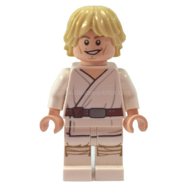 LEGO® Star Wars Luke Skywalker Minifigure (sw0551) – White Robe with Cheek Lines, Brown Belt, and Smiling Face