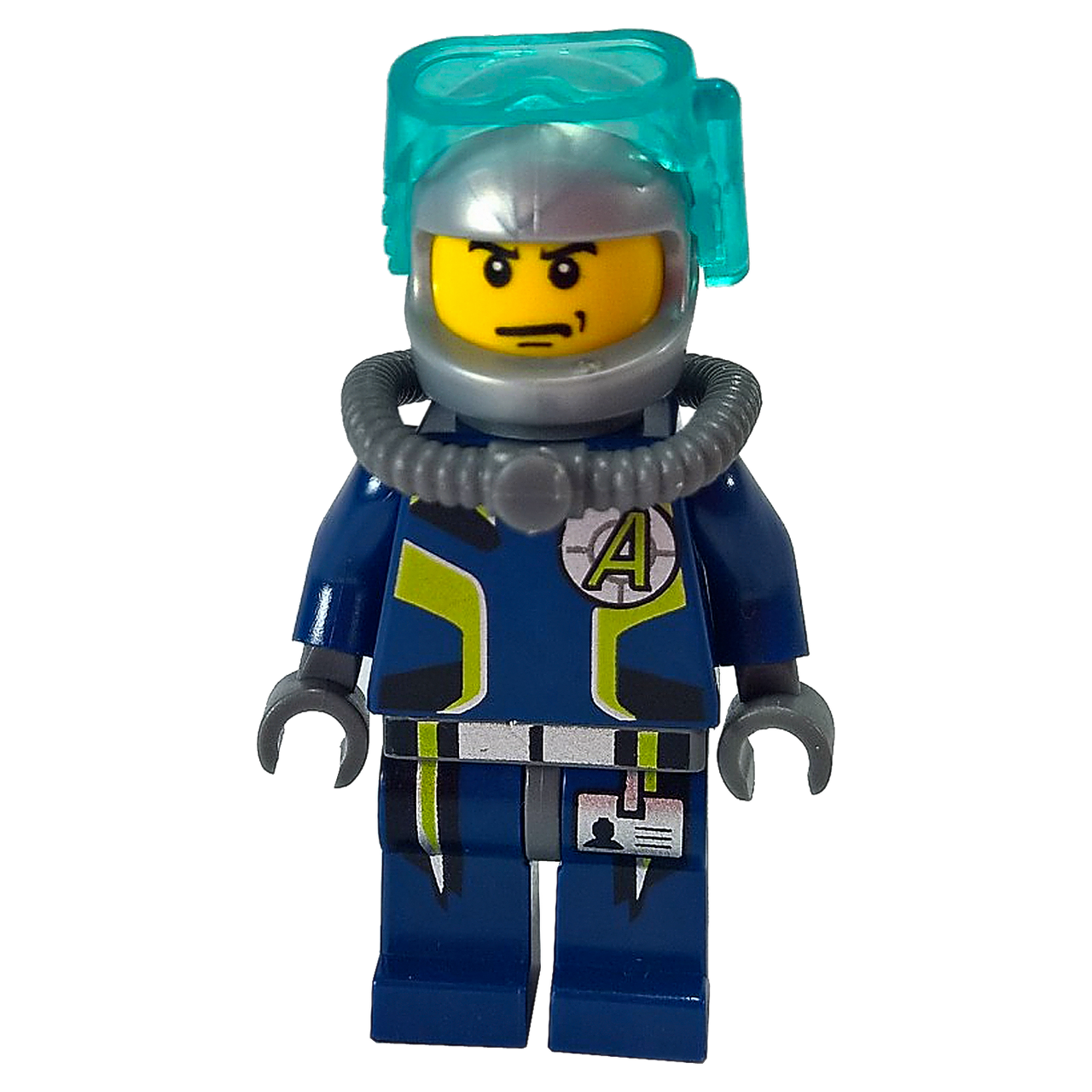 LEGO Minifigure Agent Chase - Diving Gear - Single Sided Head - Front View.