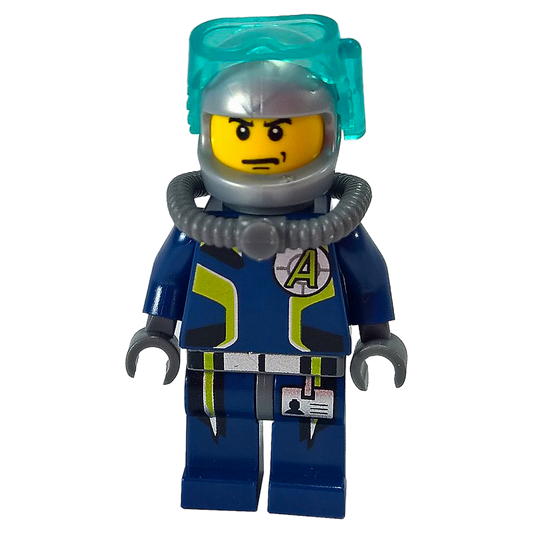 LEGO Minifigure Agent Chase - Diving Gear - Single Sided Head - Front View.