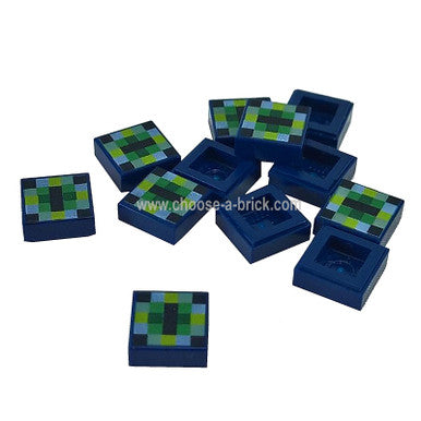 Dunkelblaue Fliese 1 x 1 mit pixeliertem Muster Minecraft - Auge von Ender Muster 