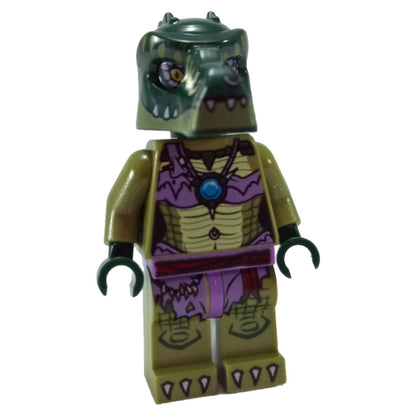 LEGO Minifigure Crooler in crocodile-themed armor, featuring unique headgear and vibrant design - loc022new