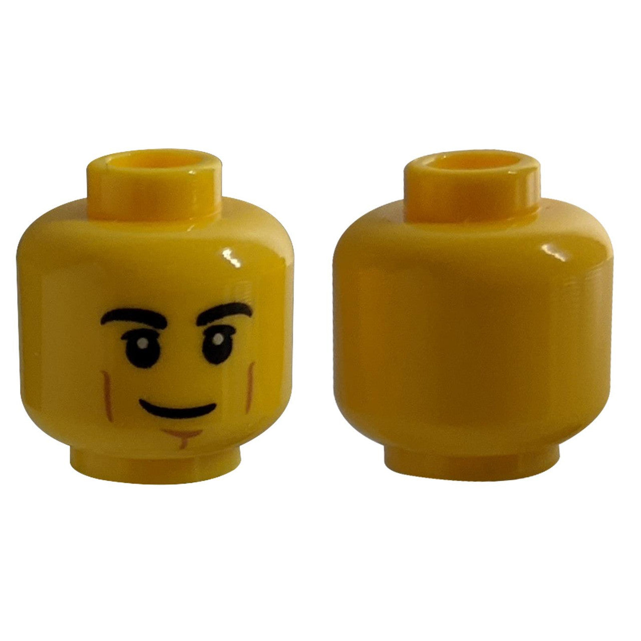 LEGO Part Cheek Lines, Smirk Pattern - Hollow Stud - lego3626cpb2385yellownew