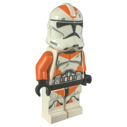 LEGO Minifigure Clone Trooper, 212th Attack Battalion (Phase 2) - Bright Light Orange Arms, Large Eyes - sw453 (front action)