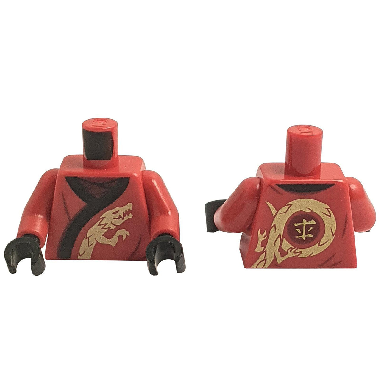 Torso Ninjago-Robe mit schwarzem Saum und goldenem Drachenmuster / roten Ärmeln / schwarzen Händen