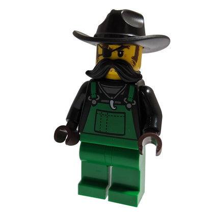 LEGO Minifigure Crook Snake Rattler in green overalls, ready for action with a bold design - cty1367new