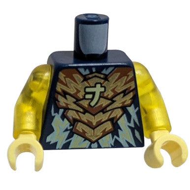 Torso Dunkelorange Rüstung, Helles Lichtgelbes Ninjago-Logogramm 'J' und Elektrizitätsmuster / Trans-Gelbe Arme / Helle Lichtgelbe Hände 